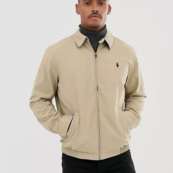 Polo Ralph Lauren Men's Beige Long Sleeve Collared Harrington Jacket Size XL